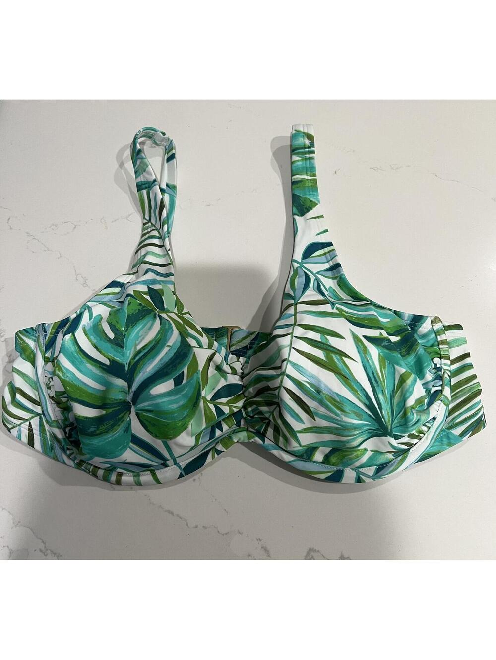 Shade & Shore Women's Bikini Top, Size 38D  Underwire Tropical Print